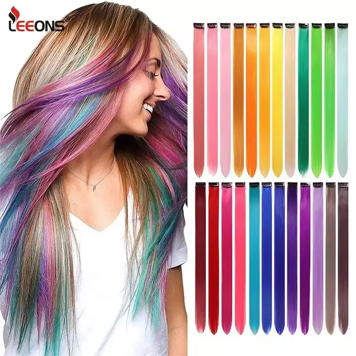 Leeons Extensions de cheveux synthétiques avec Clips