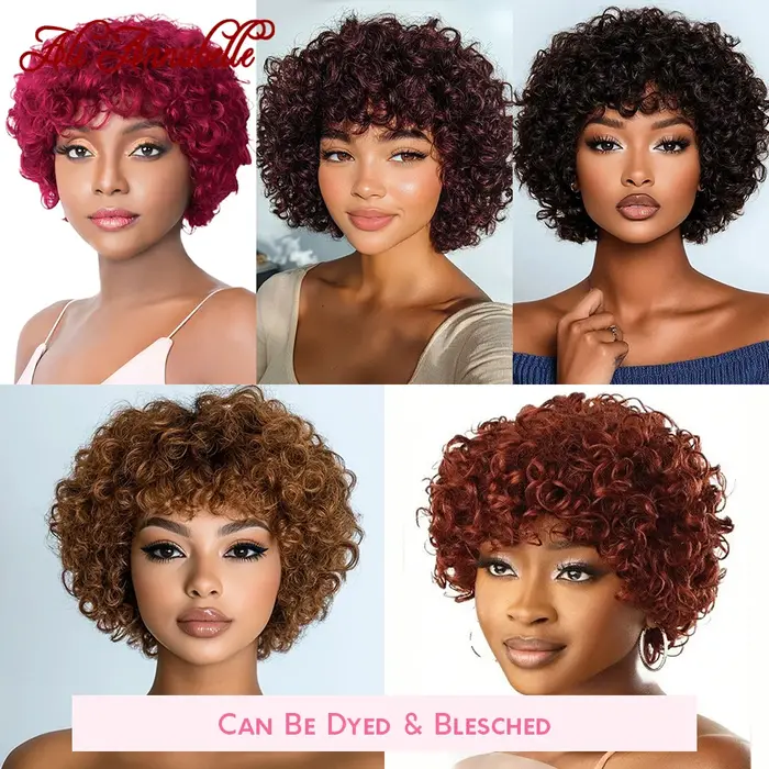 Ali Annabelle 4 pouces Jerry bouclés perruques de cheveux humains pour les femmes courte Pixie crépus