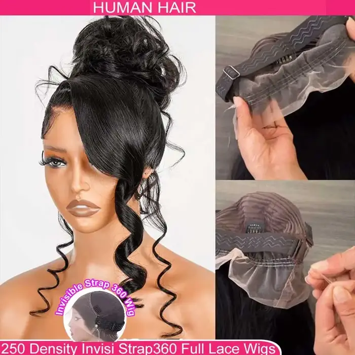 Invisi-Perruque Full Lace Wig 360 sans colle, cheveux humains, pre-à-porter, transparent HD, Body Wa