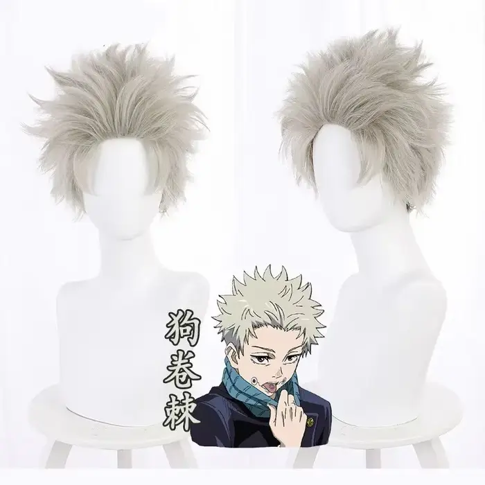 Nouveau Anime Inumaki Toge perruque courte Cosplay Costume cheveux synthétiques perruque hommes Hall