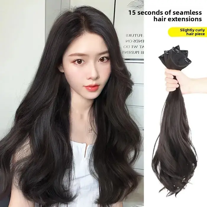 Extensions de perruque trois pièces cheveux longs et raides réalistes pour femmes