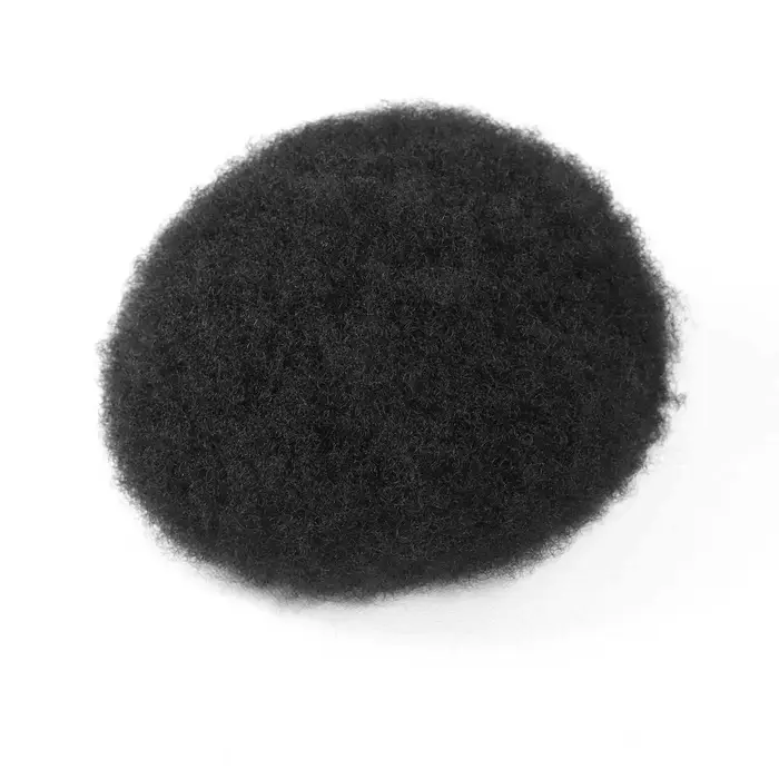 Afro toupet pour hommes peau mince système de remplacement de cheveux humains