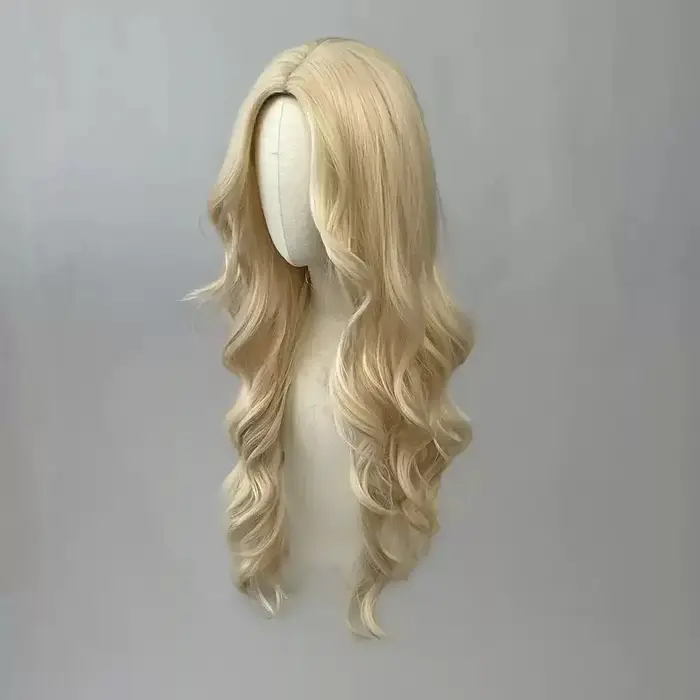 Perruque synthétique bouclée dorée pour cheveux longs bouclés pour fête
