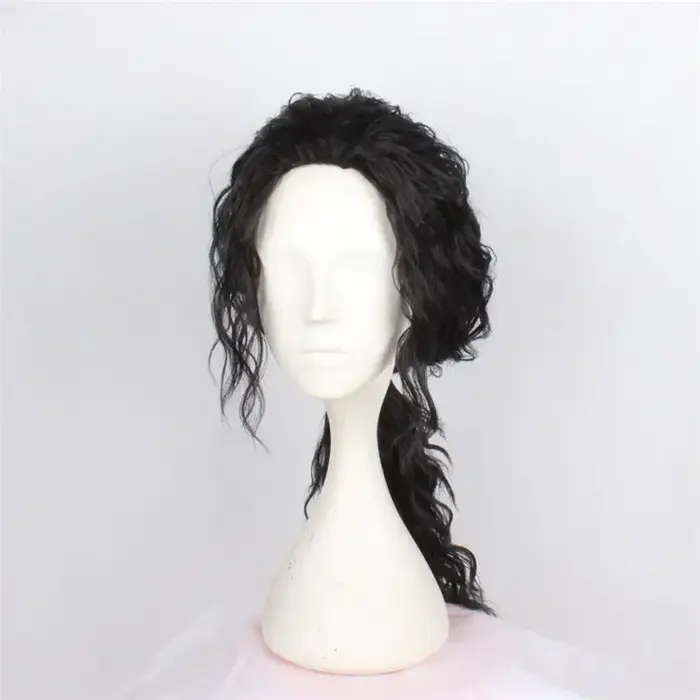Perruque noire Michael Cosplay, perruque mi-longue bouclée noire pour jeu de rôle Michael, perruques