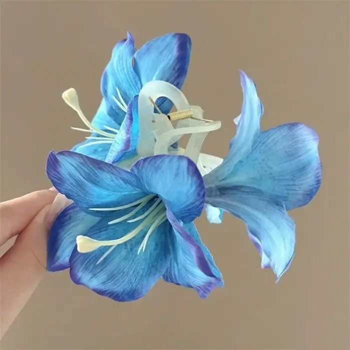 Pince à cheveux en plastique, fleur de lys violette, requin, Super féerique, accessoires pour cheveu
