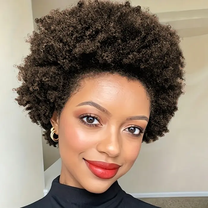 Perruque afro bouclée frisée avec frange pour femme