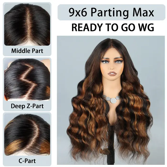 Perruque P1B/30 Highlight Body Wave en cheveux humains