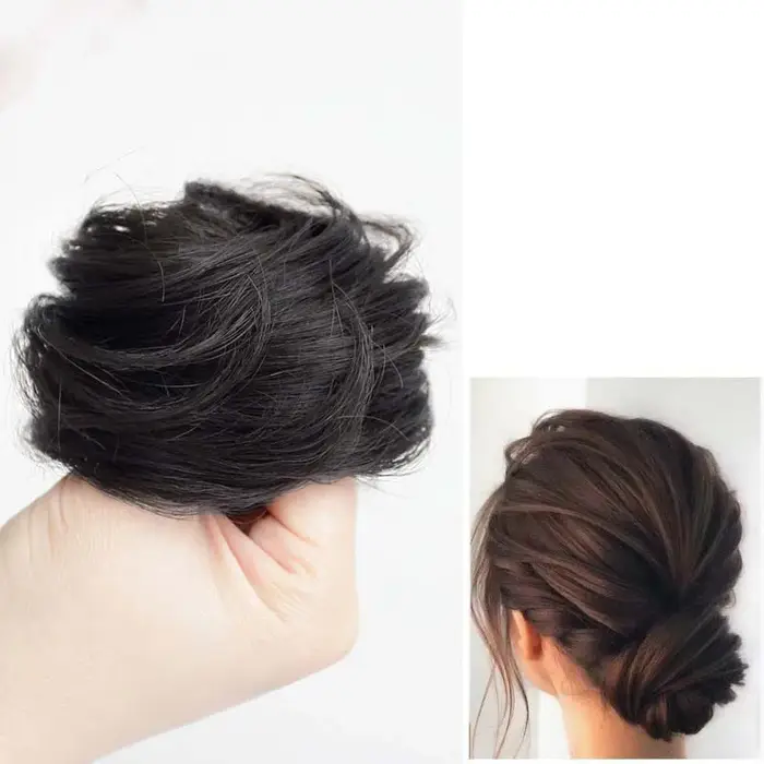 Chignon synthétique bouclé et lisse, chouchous en désordre, bandes de cheveux Updo, postiches élasti