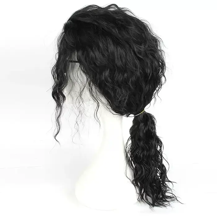 Perruque noire mi-longue bouclée pour cosplay Michael Jackson