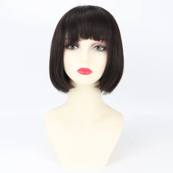Perruque supérieure en soie avec dentelle avant courte Bob coupe lutin perruque pour femmes 100% che