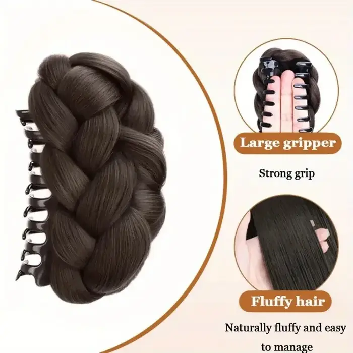 Postiche synthétique élégante pour chignon, pince à griffe ovale, accessoire pour chignon haut pour femmes, adapté à un usage quotidien, accessoires pour cheveux