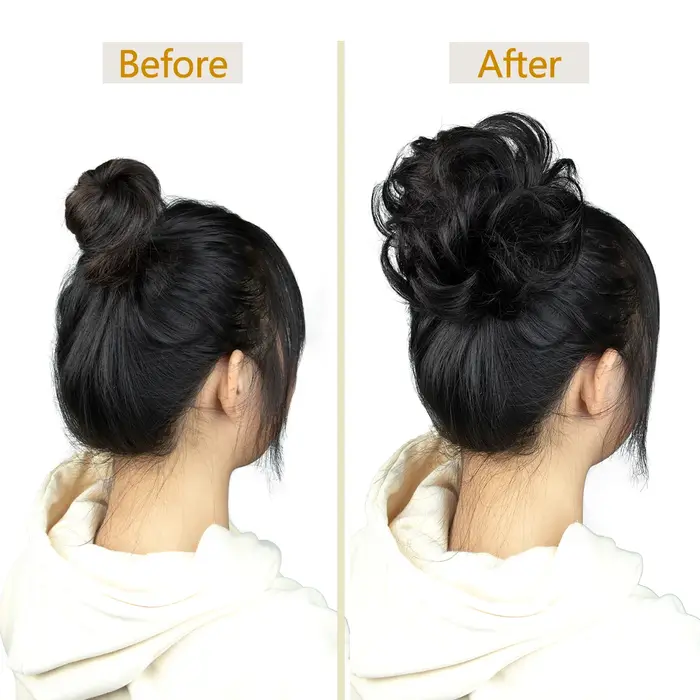 Nouveauté bouclés naturel cheveux humains Chignon
