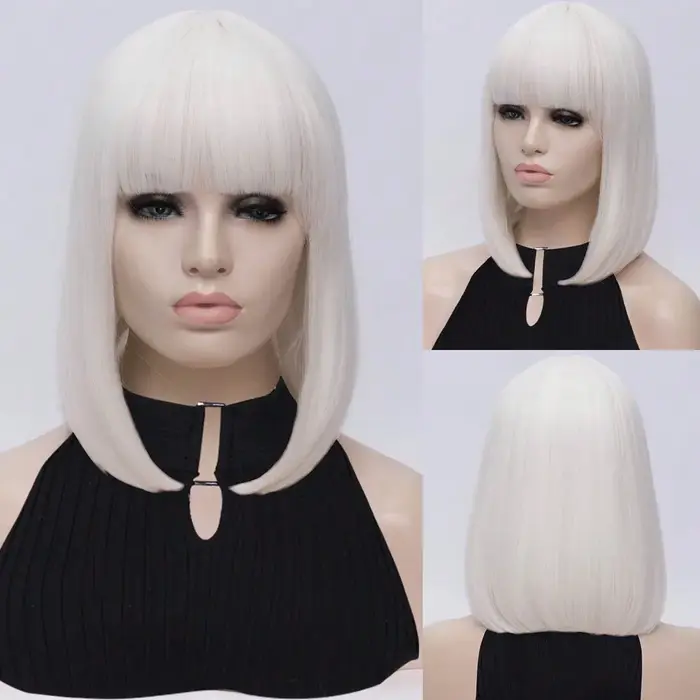 MSIWIGS femmes synthétiques droites courtes rouge Bob perruques avec frange Cosplay perruque femme