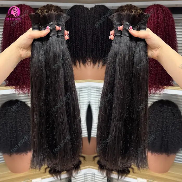 3 paquets tressage en vrac 100% cheveux humains os droit non transformés Extensions de cheveux humai