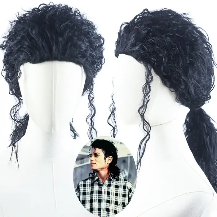 Perruque noire MJ Michael Cosplay