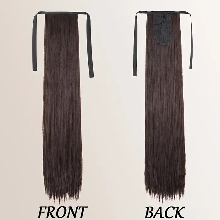 Extensions de cheveux synthétiques longues à nouer en queue de cheval