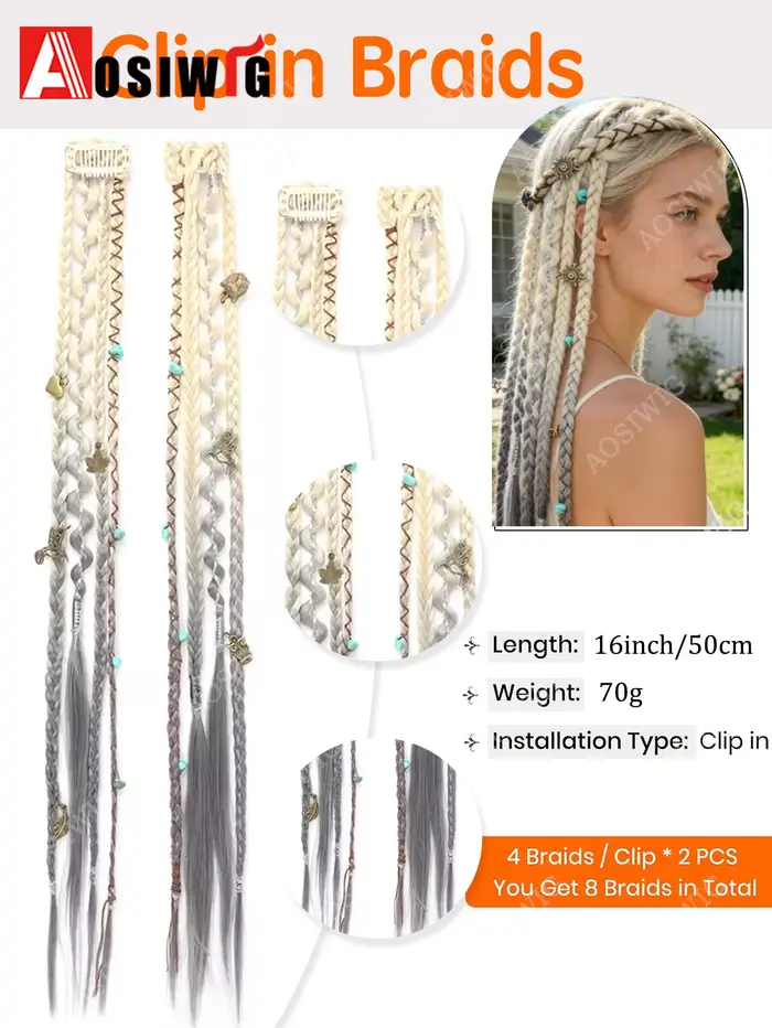 Extensions de cheveux synthétiques ombrées de style bohème