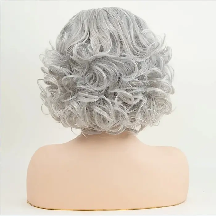 HAIRJOY Perruques synthétiques grises pour femmes âgées
