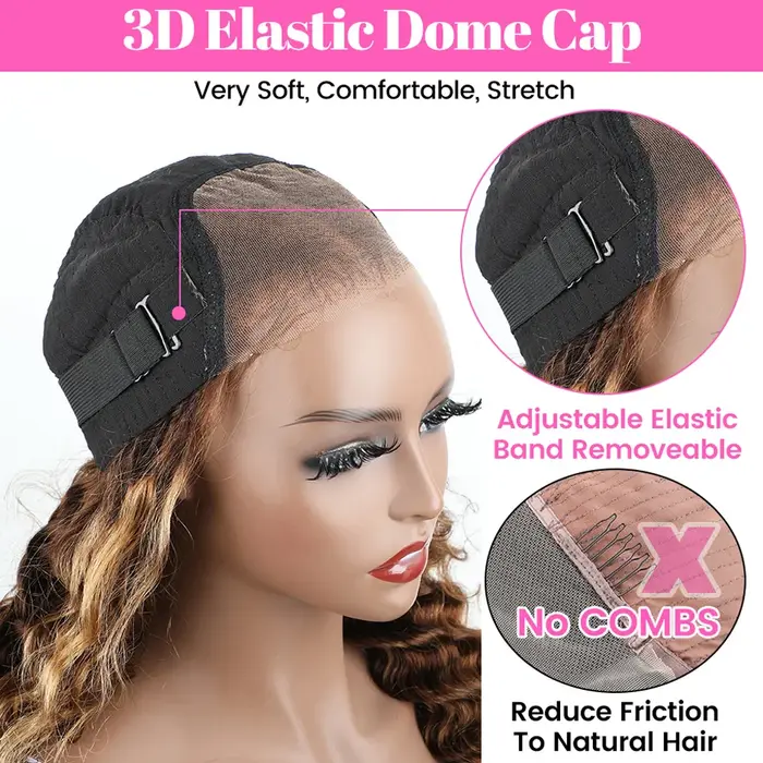 Wear And Go perruque sans colle Ombre ISEE cheveux mettre en évidence mongole vague profonde 6x4 Hd dentelle sans