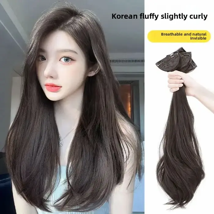 Extensions de perruque trois pièces cheveux longs et raides réalistes pour femmes