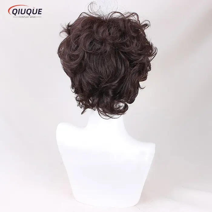 Frodo Baggins-Perruque Cosplay Courte Bouclée Marron