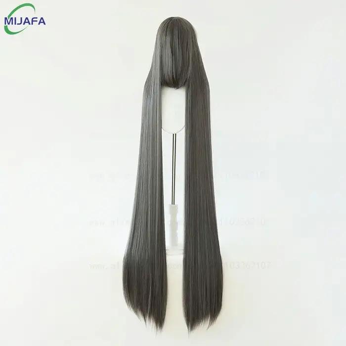 700g haute qualité 59 "150 cm longue perruque de Cosplay droite avec Bang blond brun rouge vert bleu résistant à la chal