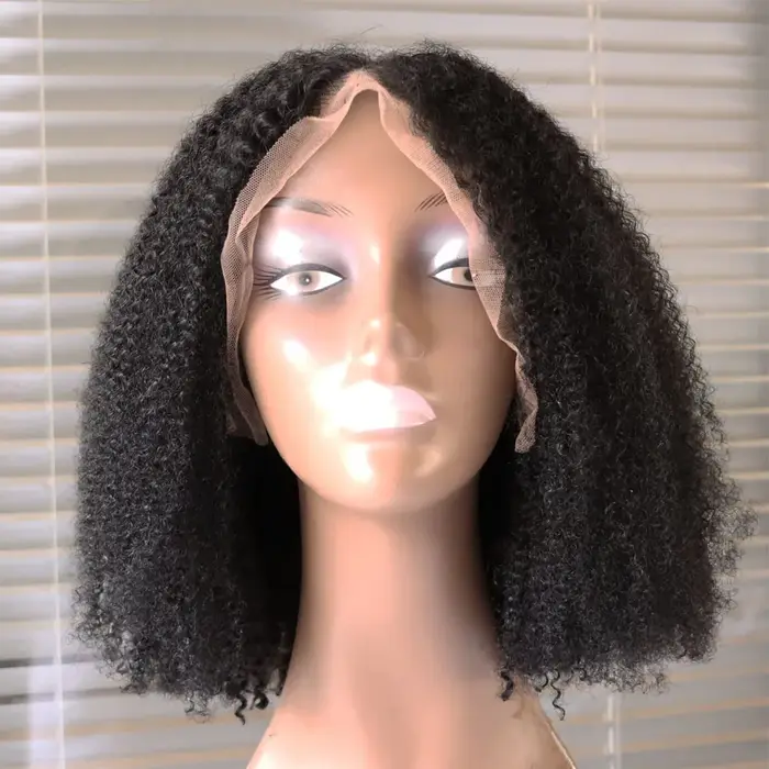 Aliexpress-Perruque de cheveux humains Remy Afro Kinky Curly Style, 100% cheveux humains vierges, pe