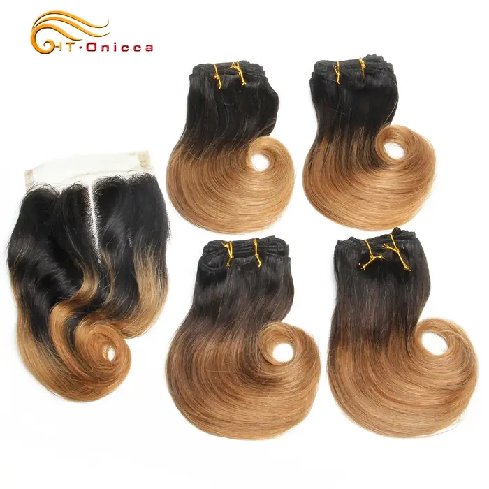 Paquets de cheveux humains bouclés rebondissants avec fermeture Extensions de tissage