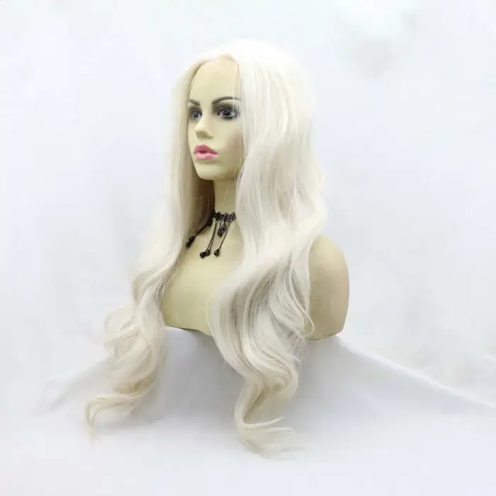 Perruque Sylvia 60 # Perruques synthétiques blondes à dentelle frontale