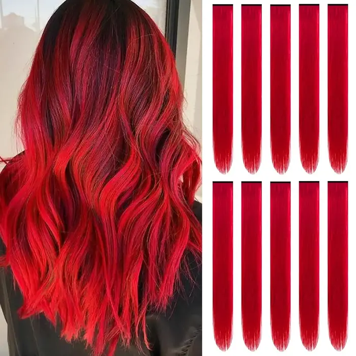 Extensions capillaires synthétiques noires longues et lisses