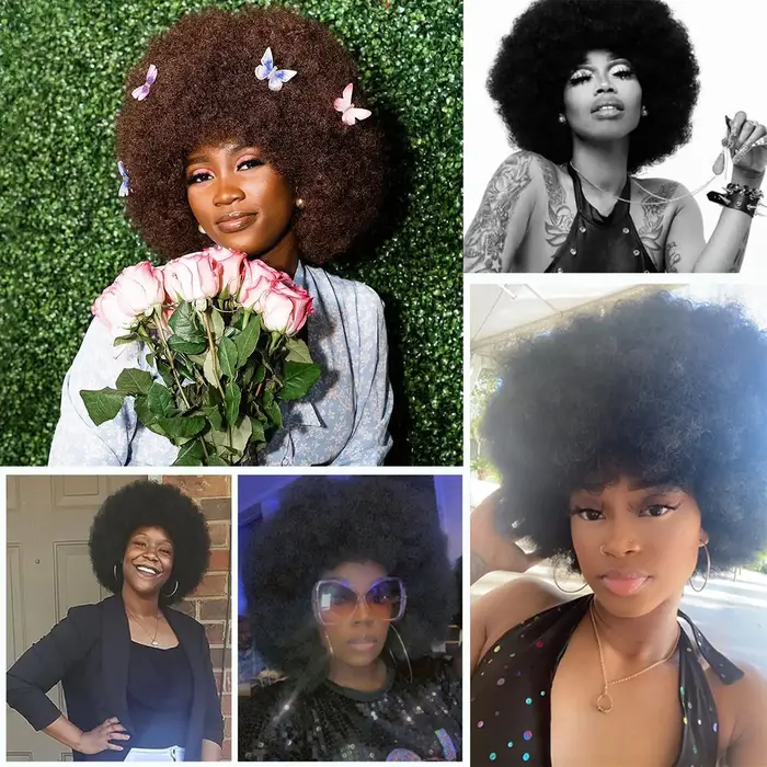Perruque Afro crépue bouclée BOB couleur naturelle
