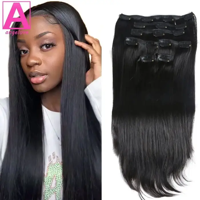 Clip droit dans l'extension de cheveux cheveux humains 120 g/ensemble pince droite dans l'extension
