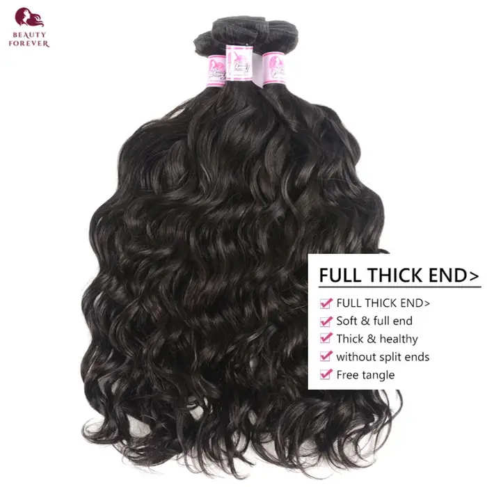 Beautyforever péruvien vague naturelle cheveux humains tisse 2/3 paquets Grade 12A