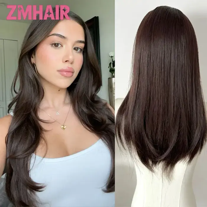 Perruque juive 5x5 à base de soie, cheveux humains avec frontale en PU - Cheveux européens naturels 