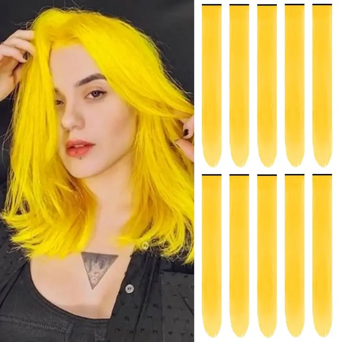 Extensions capillaires synthétiques à Clip rouge et bleu