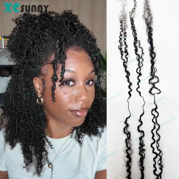 Crochet cheveux humains crépus bouclés pré-séparés plume Crochet Extensions de cheveux humains sans