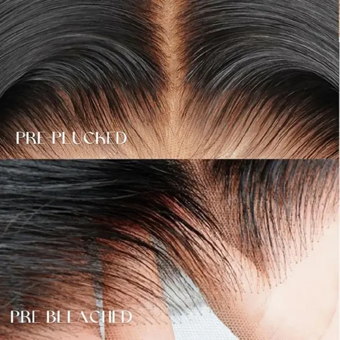 Perruque Bob Courte Ombrée Noire et Blonde, Effet Vague d'Eau, Cheveux Humains Sans Colle, Perruque 