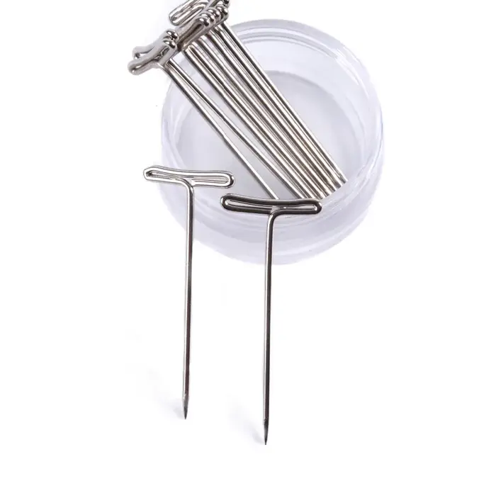 100pcs T-PINS (32mm) Pour Perruque Sur Mousse Tête Style T Pin illac