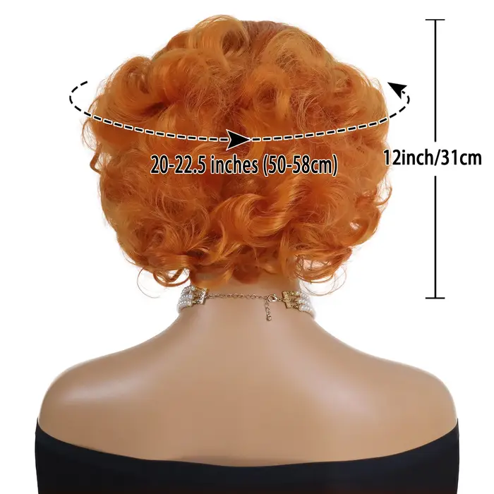 GNIMEGIL perruque courte synthétique pour femmes Orange bouclés Bob