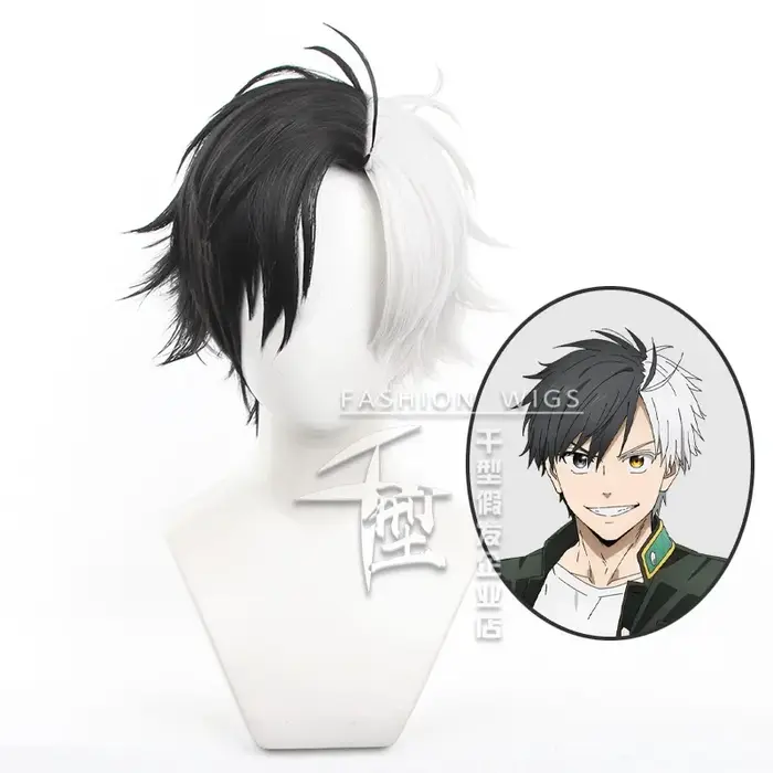 Haruka Sakura Cosplay perruque Anime coupe-vent noir blanc cheveux courts Bofurin Halloween fête pour femmes hommes