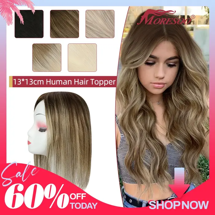 Moresoo cheveux humains droits Toppers Machine Remy