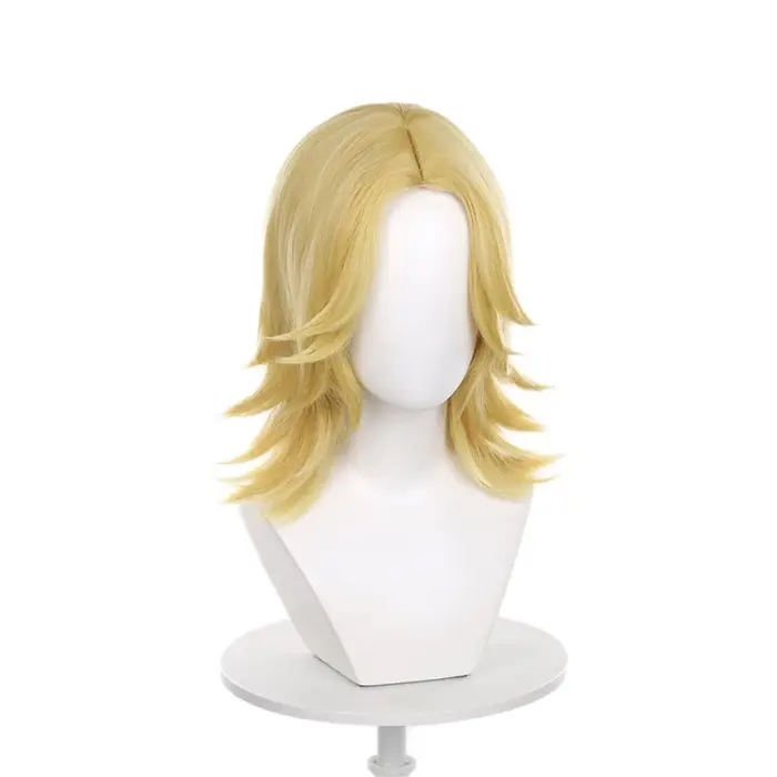 Perruque de Cosplay Anime Johnny Joestar, cheveux synthétiques blonds mi-longs et lisses, accessoire