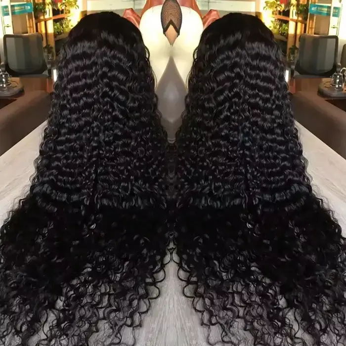 Perruque en cheveux humains à dentelle frontale HD Deep Wave 13x4, 42 pouces, perruque à dentelle fr