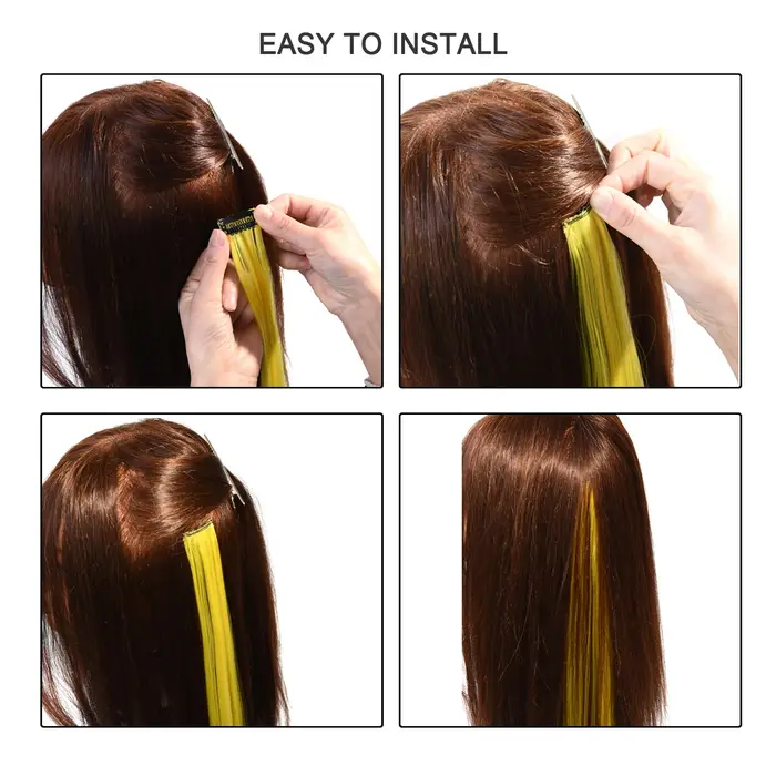 Extensions capillaires synthétiques à clipser de 22 pouces