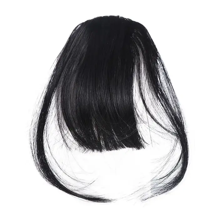Perruque synthétique avec frange émoussée pour femme, faux postiche, frange noire naturelle, extensi