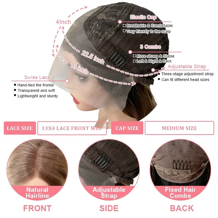 Perruque Lace Front Synthétique Ondulée Longue de 24 Pouces, Ombrée Blonde, Sans Colle, Pré-Pluckée