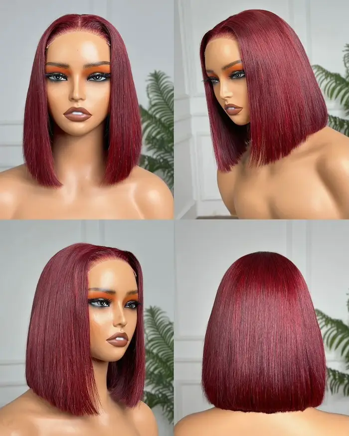 Perruque Bob Bourgogne Cheveux Humains 4C