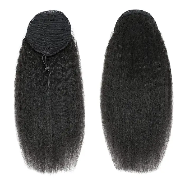 Extension de cheveux humains queue de cheval droite crépue 100%