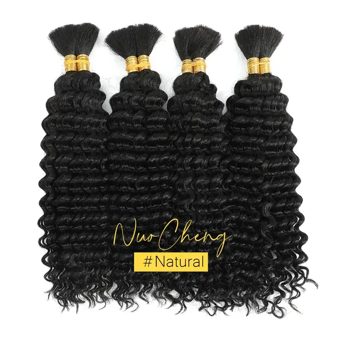 2 lots de cheveux humains à tresser pour tresses bohèmes, 14 pouces 100g 10A Cheveux humains brésili
