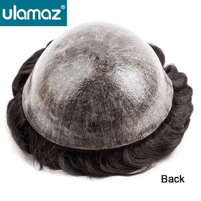 Perruque homme cheveux humains injecté toupet cheveux hommes noeud gratuit Microskin mâle cheveux pr
